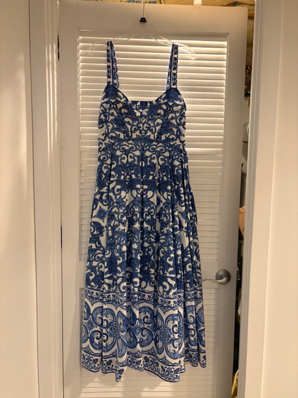 ANTONIO MELANI Blue and White Printed Midi Dress